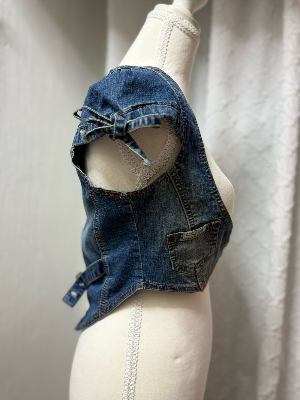Denim Crop Bolero Top - Blue - Picture 2 of 4